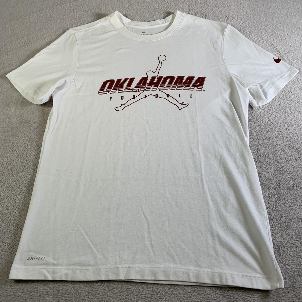 Oklahoma Sooners Shirt Mens Medium White‎ NCAA Football Nike Dri-FIT Tee Jordan